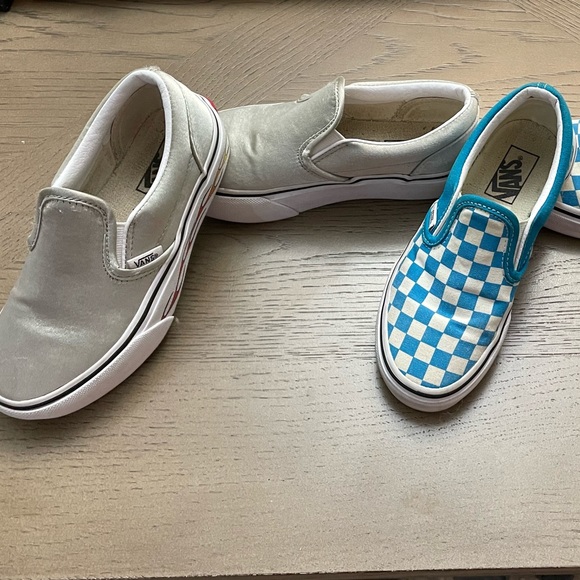 Vans little kids, size 13.5 checker slip-ons, Flame metallic silver slip-ons 🔥 - Picture 13 of 15